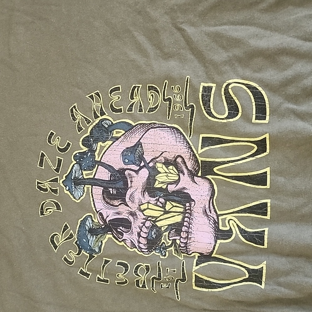 Vans Olive Graphic Crop Tee with Pink Accent - Picture 2 of 4